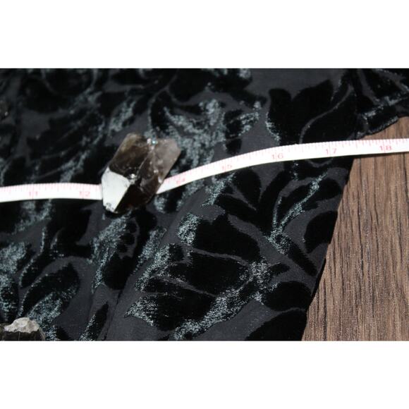 Vintage Maggy London Burnout Velvet Black Floral Maxi Dress Prep Goth 90s S/M - Picture 6 of 10